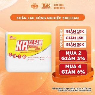 Khăn vải lau công nghiệp KRCLEAN 25x30cm 50 tờ - dạng bịch, giấy lau đa năng thấm hút dầu nhớt, lau xe máy, ô tô, laptop