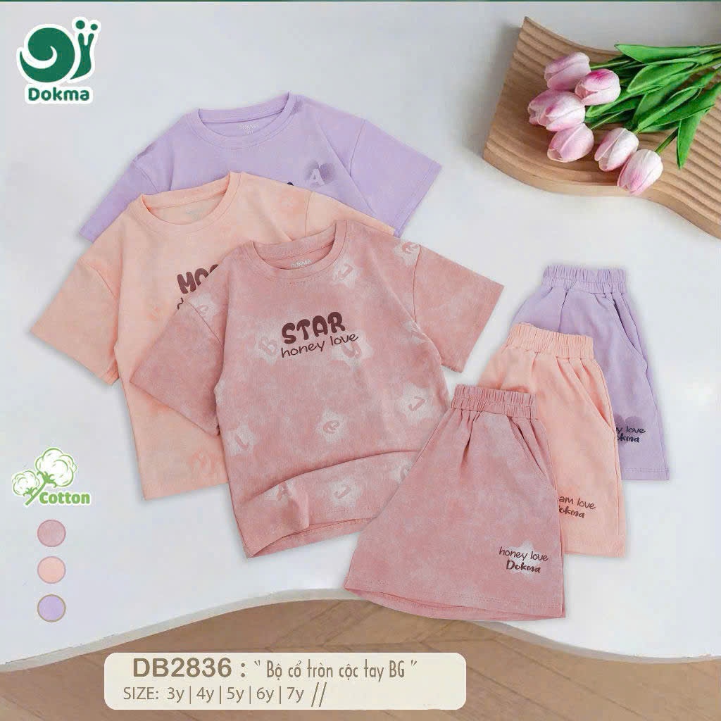 (13-25kg, 3-7Y) Bộ Cộc Tay Dokma Cotton Bé Gái DB2255 DB2637 DB2638 DB2657 DB2836 DB3016