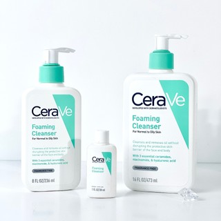 Sữa Rửa Mặt CeraVe Foaming Hydrating Cleanser Da Khô, Nhạy Cảm, Dầu Mụn 473ml Duduhouse