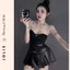 Set Đầm Cúp Ngực Jolie – Mix Da Phối Chân Váy Xếp Ly Cá Tính