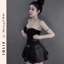 Set Đầm Cúp Ngực Jolie – Mix Da Phối Chân Váy Xếp Ly Cá Tính