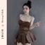 Set Đầm Cúp Ngực Jolie – Mix Da Phối Chân Váy Xếp Ly Cá Tính