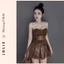 Set Đầm Cúp Ngực Jolie – Mix Da Phối Chân Váy Xếp Ly Cá Tính