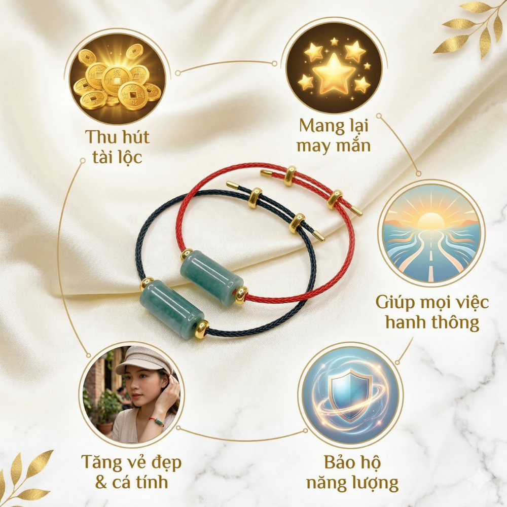 Vòng tay đá Lu Thống Lam Ngọc, lắc tay Lộc Tụ Các giúp lưu thông năng lượng thu hút tài lộc may mắn
