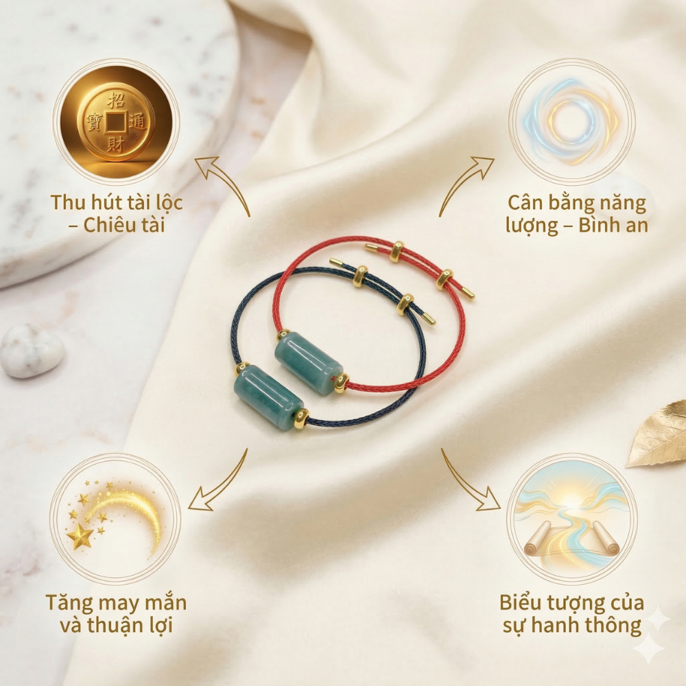 Vòng tay đá Lu Thống Lam Ngọc, lắc tay Lộc Tụ Các giúp lưu thông năng lượng thu hút tài lộc may mắn