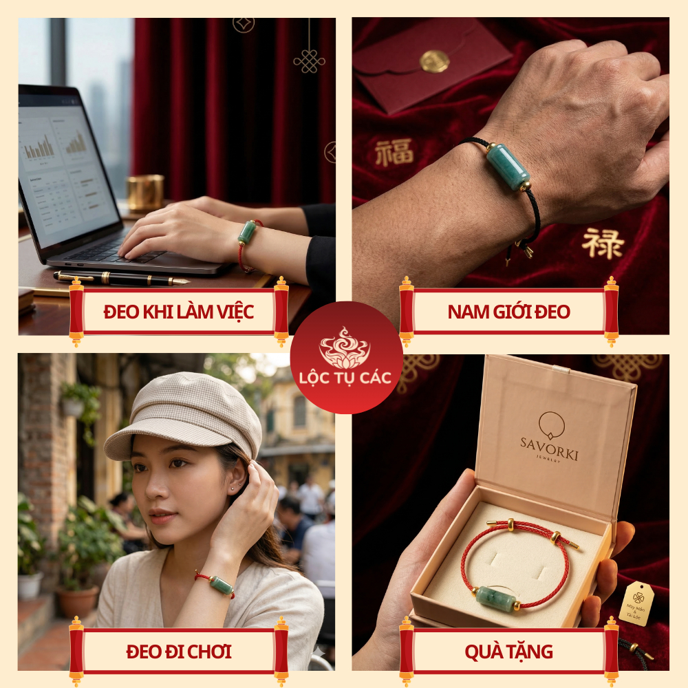 Vòng tay đá Lu Thống Lam Ngọc, lắc tay Lộc Tụ Các giúp lưu thông năng lượng thu hút tài lộc may mắn