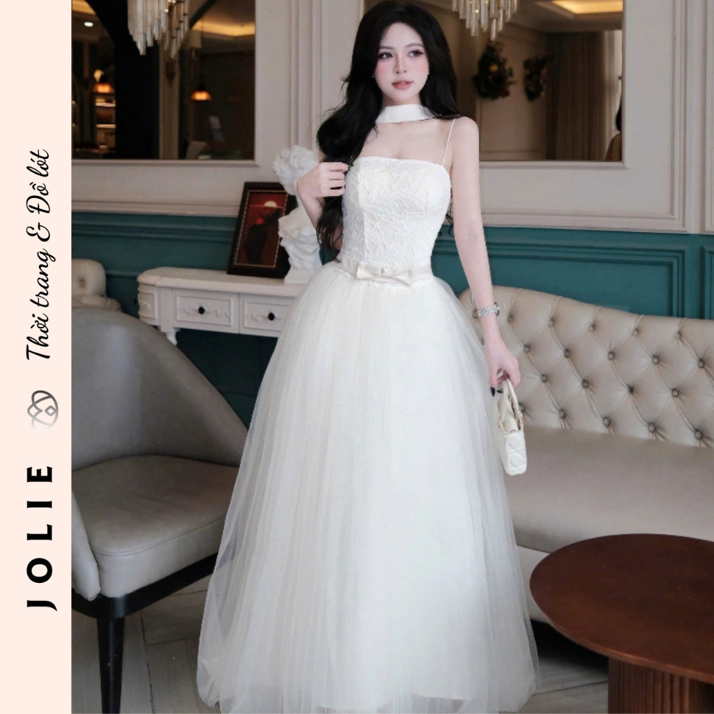 Váy Dạ Hội Jolie - Đầm Công Chúa Phối Ren Cao Cấp Phụ Kiện Vòng Cổ Rời