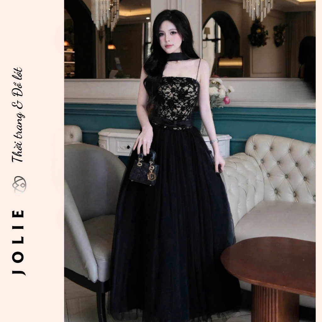 Váy Dạ Hội Jolie - Đầm Công Chúa Phối Ren Cao Cấp Phụ Kiện Vòng Cổ Rời