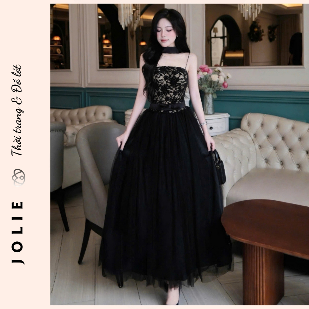 Váy Dạ Hội Jolie - Đầm Công Chúa Phối Ren Cao Cấp Phụ Kiện Vòng Cổ Rời