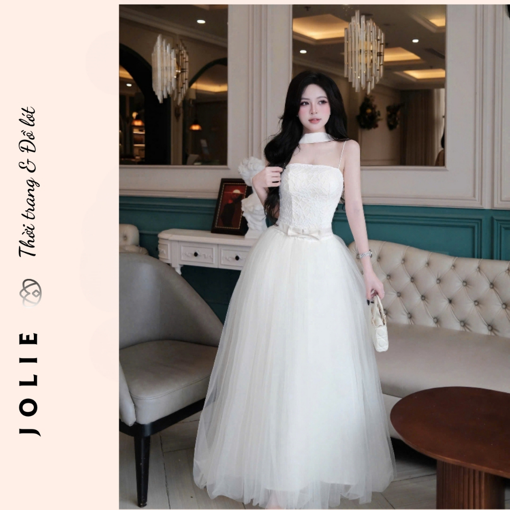 Váy Dạ Hội Jolie - Đầm Công Chúa Phối Ren Cao Cấp Phụ Kiện Vòng Cổ Rời