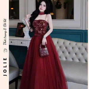 Váy Dạ Hội Jolie - Đầm Công Chúa Phối Ren Cao Cấp Phụ Kiện Vòng Cổ Rời