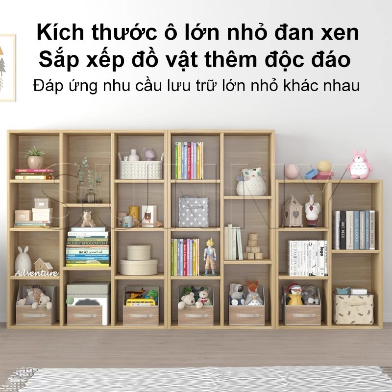 SN Kệ Sách Gỗ Nhiều Tầng Đa Năng, Tủ Sách Lắp Ghép Nhiều Kích Thước Decor Phòng Khách / Phòng Ngủ
