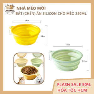 Chén Ăn (Bát ăn) Silicone Gấp Gọn Kèm Đồ Treo Thân Thiện Với Môi Trường Dành Cho Chó Mèo 350ML