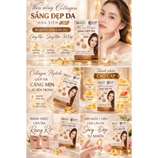 Viên uống Collagen Sáng Đẹp Da Hoa Viên Gold. Bổ sung collagen, chống lão hóa da, giảm nám da, tàn nhang, sáng đẹp da