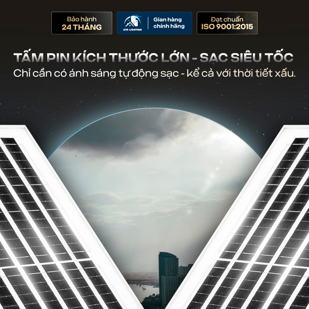 Đèn Năng Lượng Mặt Trời Bàn Chải ATH LIGHTING  Loại Đèn Có 3 Mặt Chiếu Sáng Thế Hệ Mới Công Suất 400W 500W 600W Vỏ Nhôm