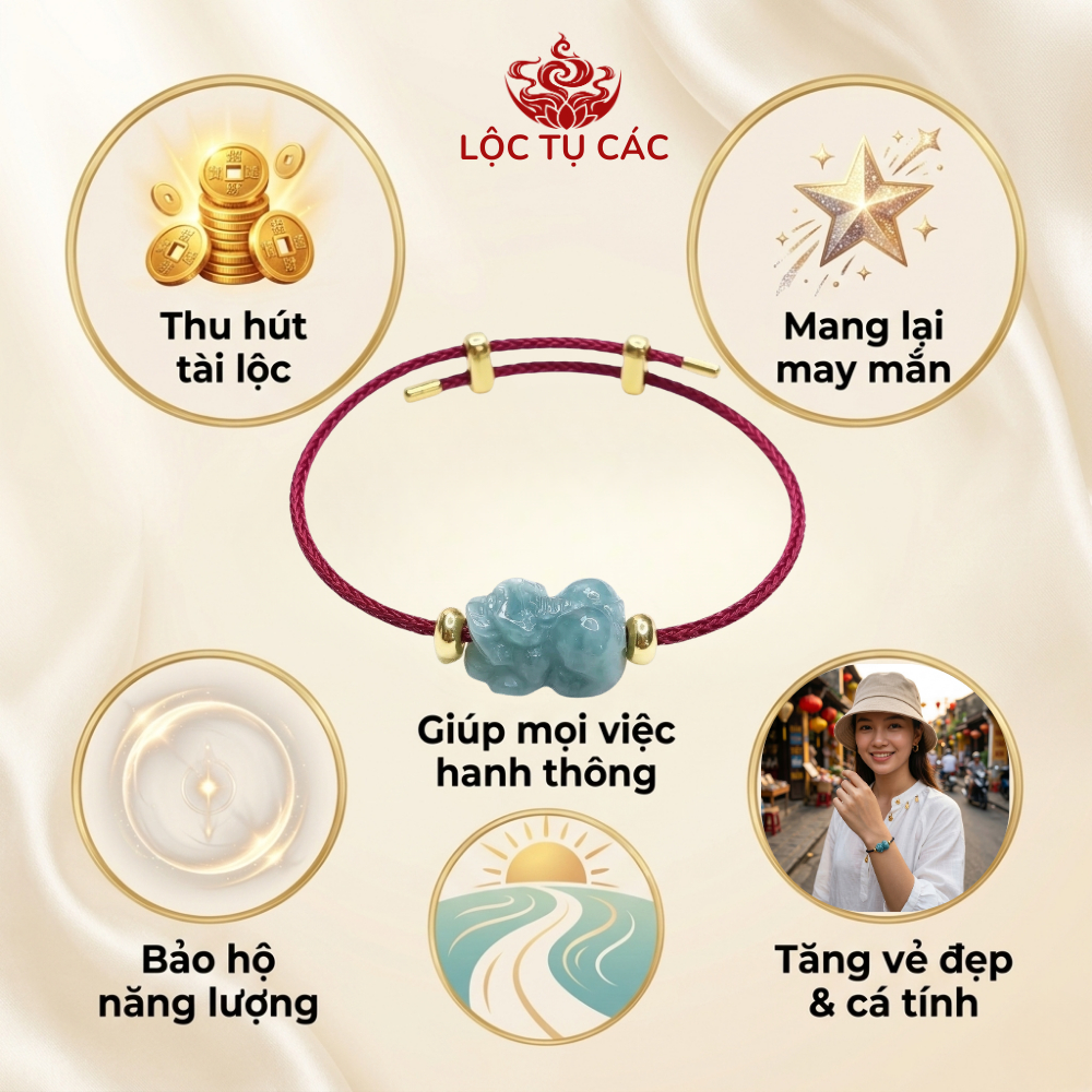 Vòng tay đá Tỳ Hư Lam Ngọc , lắc tay Lộc Tụ Các giúp tạo cảm giác bảo vệ, mang lại sự an tâm trong cuộc sống