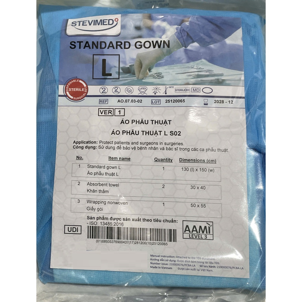 Áo phẫu thuật Stevimed, áo mổ tiệt trùng