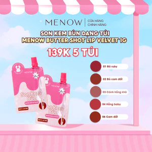 Son kem bùn dạng túi Menow Butter Shot Lip Velvet 1g
