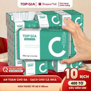 Thùng 20 gói giấy chữ C Topgia 400 tờ 4 lớp cao cấp mềm mịn, giấy siêu to an toàn cho da