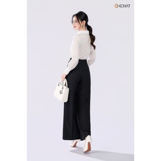 Quần Ống Rộng 𝐂𝐂𝐇𝐀𝐓 Dáng Suông Kiểu Elegance Tà Bong Chất Liệu Tuytsi Cao Cấp 25QDS2014ST