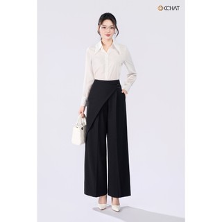 Quần Ống Rộng 𝐂𝐂𝐇𝐀𝐓 Dáng Suông Kiểu Elegance Tà Bong Chất Liệu Tuytsi Cao Cấp 25QDS2014ST