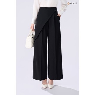 Quần Ống Rộng 𝐂𝐂𝐇𝐀𝐓 Dáng Suông Kiểu Elegance Tà Bong Chất Liệu Tuytsi Cao Cấp 25QDS2014ST