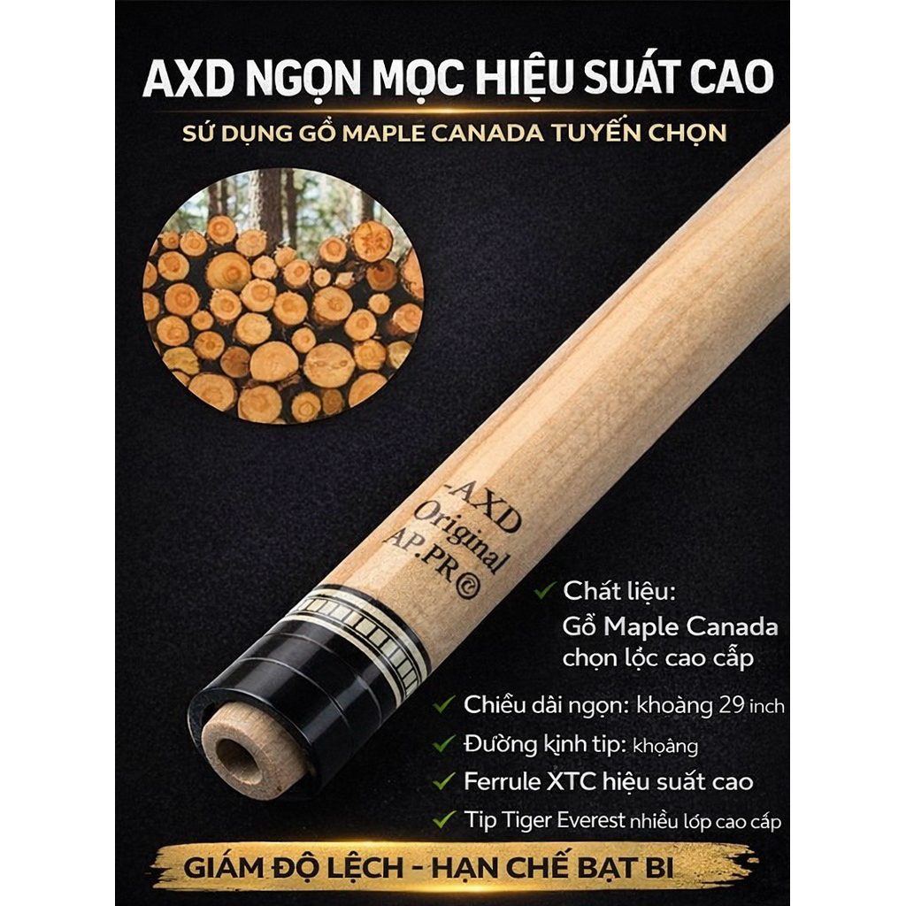 Ngọn Cơ Bida AXD Original AP PRO Konllen Chính Hãng 12.5mm – Ngọn