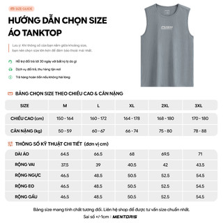 Áo Tanktop Nam MENTORIS Vải Thun Lạnh Cao Cấp, Form Thể Thao Co Giãn, Thoáng Khí Tập Gym MTT02
