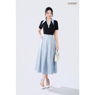 Chân Váy 𝐂𝐂𝐇𝐀𝐓 Dáng Xòe Delphine Túi Cho Trang Trí Chất Liệu Kaki Cao Cấp 25CDS2011XT