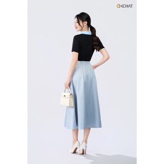 Chân Váy 𝐂𝐂𝐇𝐀𝐓 Dáng Xòe Delphine Túi Cho Trang Trí Chất Liệu Kaki Cao Cấp 25CDS2011XT