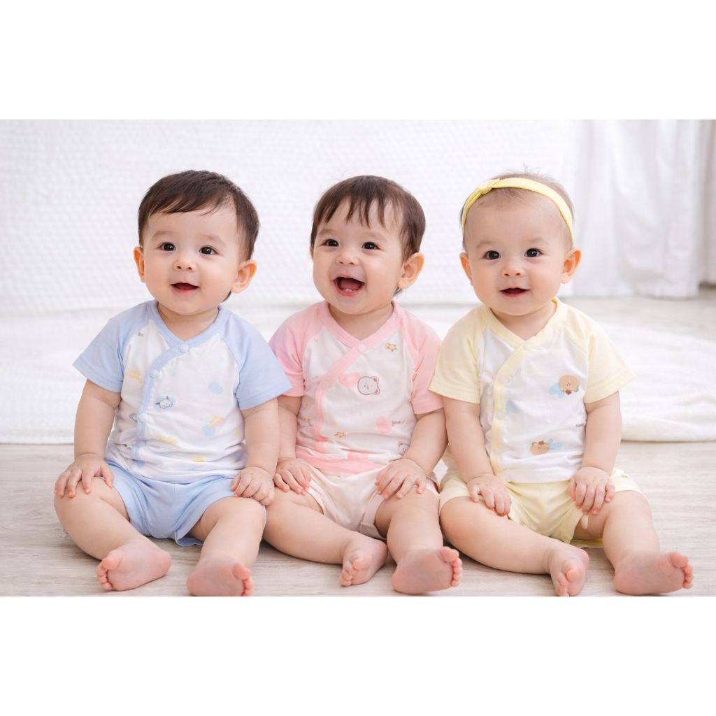 ( LPCT 11 Mềm Mát, Chất PETIT, Rẻ) Bộ Cộc Tay Thun Lạnh Sơ Sinh Cài Chéo Cho Bé Yêu Từ 3-9kg
