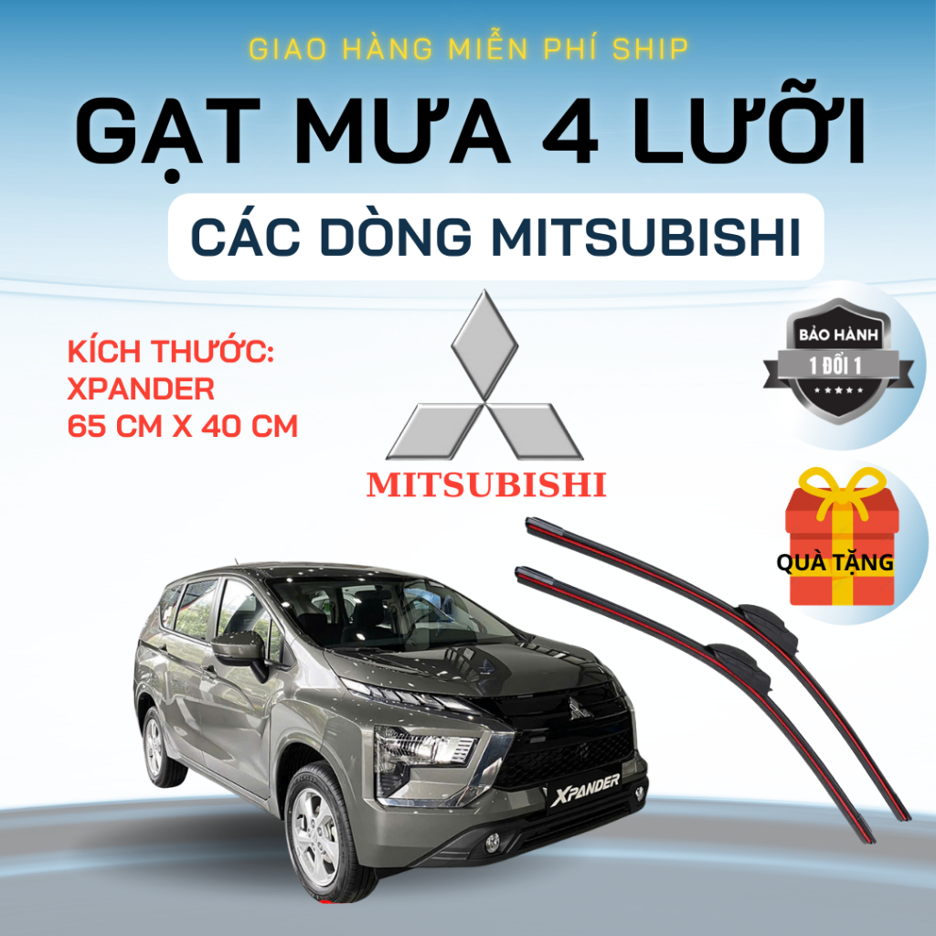 Gạt Mưa Ô Tô MITSUBISHI XPANDER, ATTRAGE, TRITON, OUTLANDER, PAJERO.. Silicon 4 Lưỡi Gạt Sạch Êm.4L