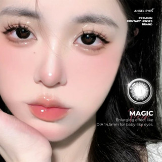 Lens giãn tròng màu đen tự nhiên có độ 0-6 Magic Black hiệu Angel Eyes, kính giãn tròng đen 14.5