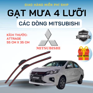 Gạt Mưa Ô Tô MITSUBISHI ATTRAGE, MIRAGE, TRITON, XPANDER, ATTRAGE, PAJERO.. Silicon 4 Lưỡi Gạt .4L