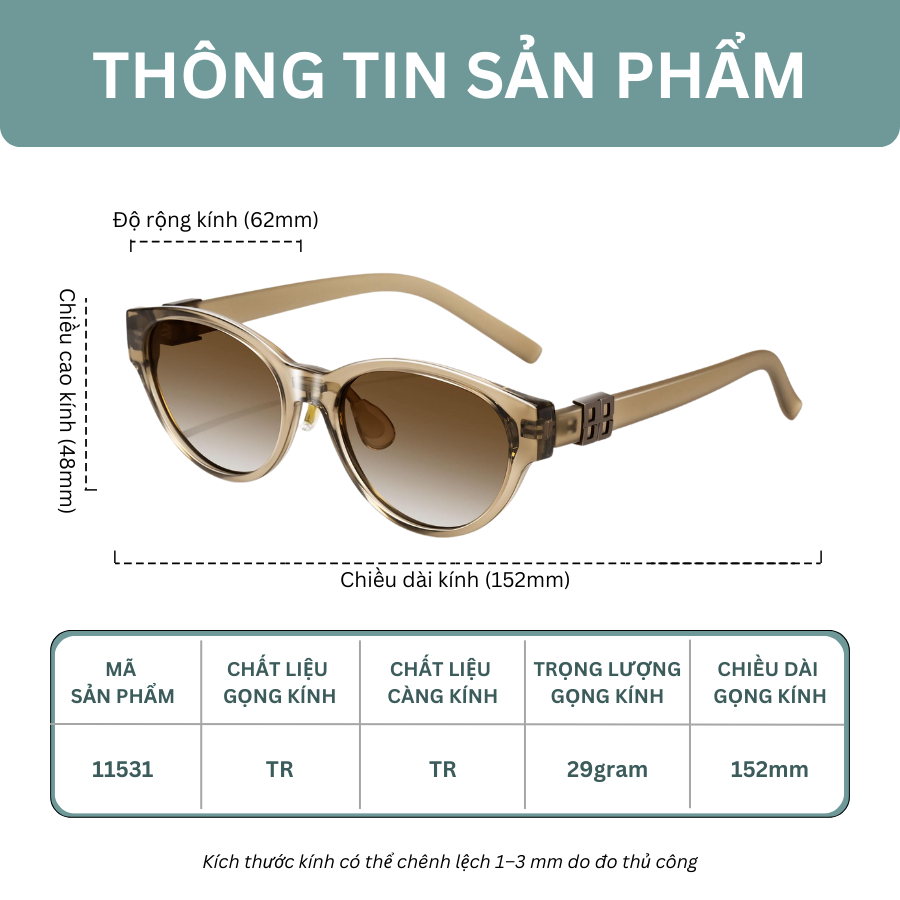 Kính Râm Mắt Mèo Nữ INNI Kính Râm Chống Tia UV, Gọng TR Cao Cấp, Kính Đi Chơi Tết, Đi Du Lịch 11531