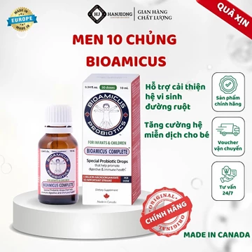 MEN VI SINH 10 CHỦNG BIOAMICUS 10ml nhập khẩu Canada - Hỗ trợ cải thiện hệ vi sinh đường ruột - Men Vi Sinh Cho Bé