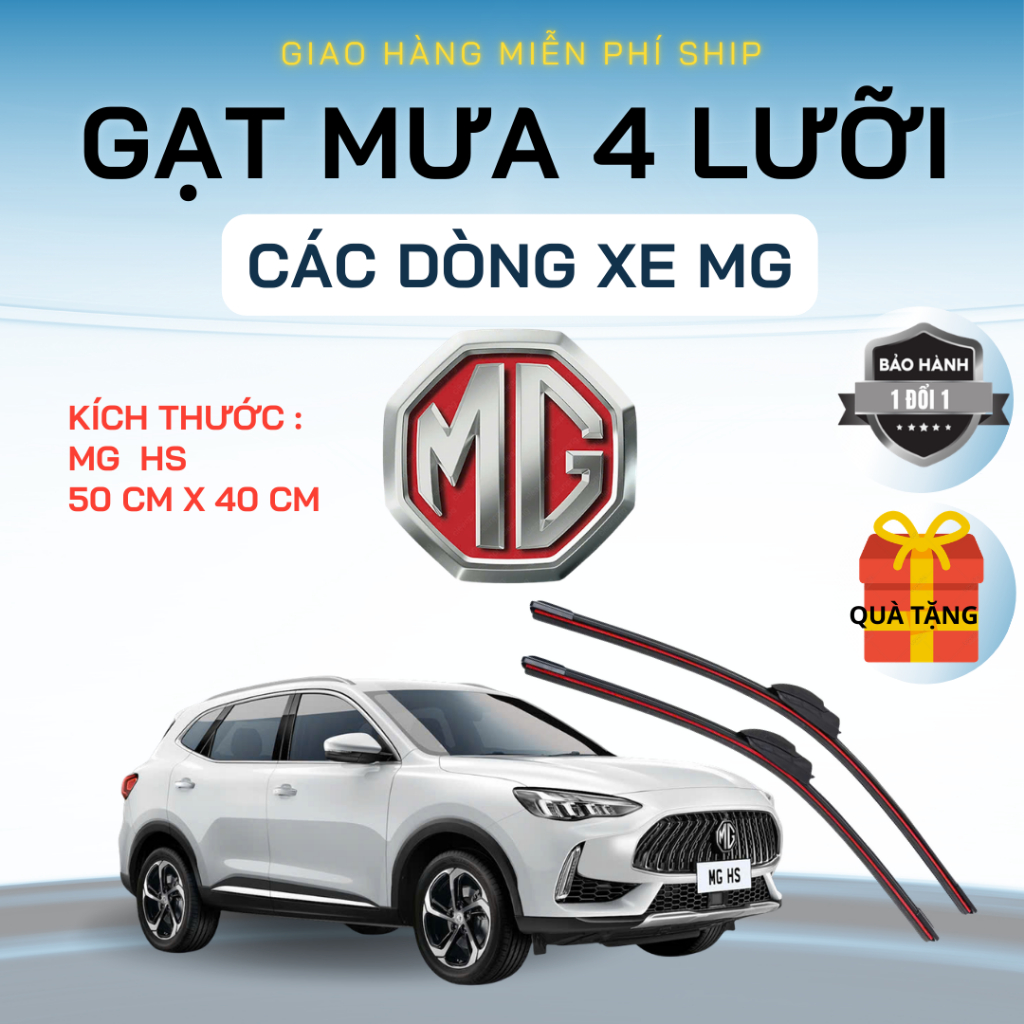 Gạt Mưa Ô Tô Các Dòng Xe MG Hs, MG5, , MG Zs ... Gạt Silicon 4 Lưỡi Gạt Sạch Êm. 4L