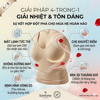 Áo Mặc Trong Kèm Bra Đi Biển Santony 5531 - Mềm Mịn Tôn Dáng, Tỏa Hương Hoa Trà
