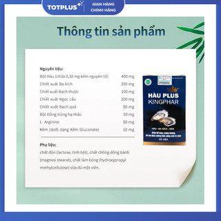 Hàu Plus Kingphar – Hỗ Trợ Bổ Thận, Tráng Dương, Tăng Cường Sinh Lý Nam, Giảm Mệt Mỏi - Hộp 40 Viên