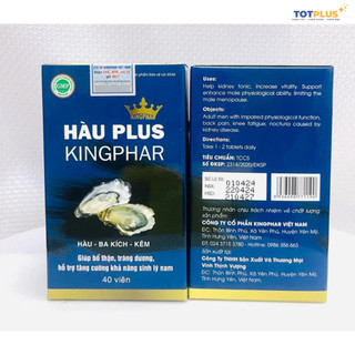 Hàu Plus Kingphar – Hỗ Trợ Bổ Thận, Tráng Dương, Tăng Cường Sinh Lý Nam, Giảm Mệt Mỏi - Hộp 40 Viên