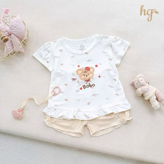 Bộ cộc tay cài vai từ 6-16kg hg vải petit viền bèo mềm mịn dễ thương cho bé gái