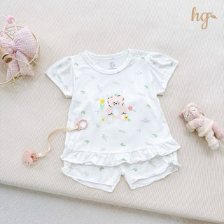 Bộ cộc tay cài vai từ 6-16kg hg vải petit viền bèo mềm mịn dễ thương cho bé gái