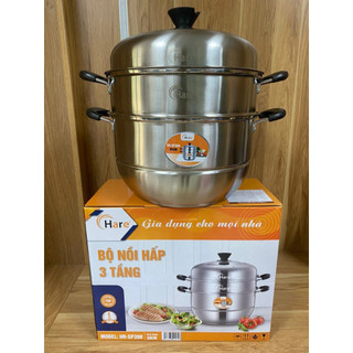 Nồi Hấp 3 Tầng Hare HR-SP300 30cm Gồm 1 Nồi 2 Vỉ Hấp 1 Xửng, Thiết Kế Lỗ Hấp Đều - Bếp Của Hà