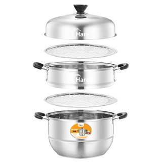 Nồi Hấp 3 Tầng Hare HR-SP300 30cm Gồm 1 Nồi 2 Vỉ Hấp 1 Xửng, Thiết Kế Lỗ Hấp Đều - Bếp Của Hà