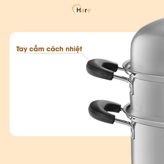 Nồi Hấp 3 Tầng Hare HR-SP300 30cm Gồm 1 Nồi 2 Vỉ Hấp 1 Xửng, Thiết Kế Lỗ Hấp Đều - Bếp Của Hà