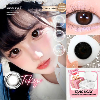 Lens đen giãn tròng to có độ 0-8 Tokyo Night nhãn hiệu Angel Eyes, kính áp tròng đen tự nhiên