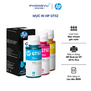 Mực in phun HP GT52 (Cyan/Magenta/Yellow) - Chính hãng - 8000 Trang - Dùng cho HP GT5810, GT5820