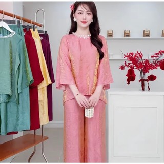 Bộ pháp phục đi chùa tằm óng ánh kim – hoạ tiết cổ ngọc cao cấp - Áo dài Phương Linh