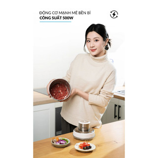 Máy Xay 2 Cối Haatz HMG168 Đa Năng Kèm Đầu Đánh Ruốc, Chất Liệu Inox Cao Cấp Bền Bỉ An Toàn - Bếp Của Hà