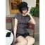 Áo sơ mi kiểu nữ Y2K kẻ sọc tăm, Áo cộc tay chiết eo thắt nơ tôn dáng vintage | KHAO BOUTIQUE